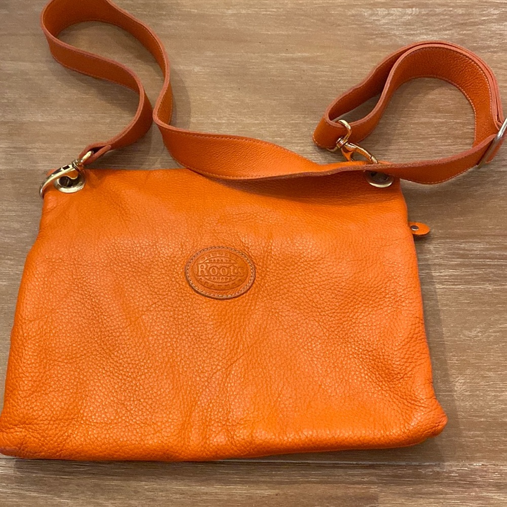 Roots genuine leather orange crossbody